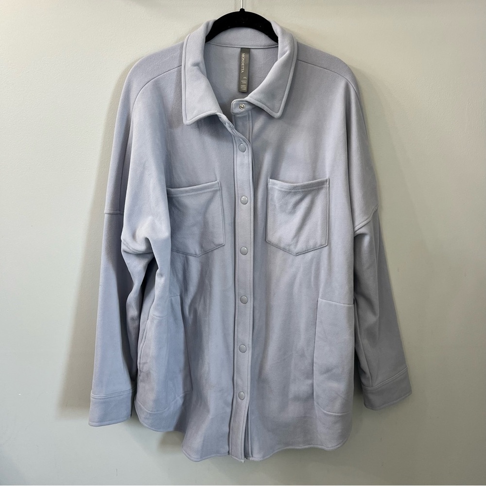Mondetta Light Purple Blue Fleece Snap Button Down Shacket XXL